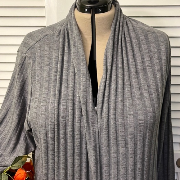 Grey ribbed knit Collections by Bobeau open front cardigan sweater size 2X - Picture 1 of 5